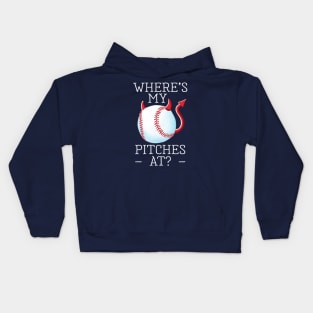 Funny Devil's Baseball, Where's My Pitches At? Kids Hoodie